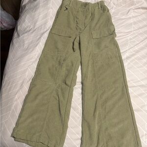 Tan Corduroy Wide-Leg Pants